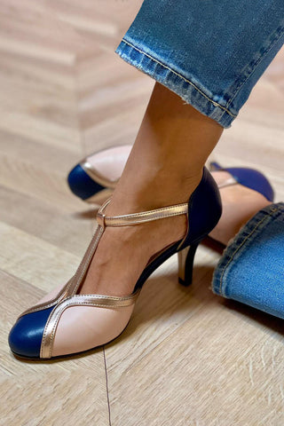Alessia™ | Kleurrijke en comfortabele T-strap pumps met een ronde neus
