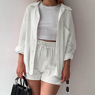 Adélie™ | 2-delig katoenen shirt en shortset