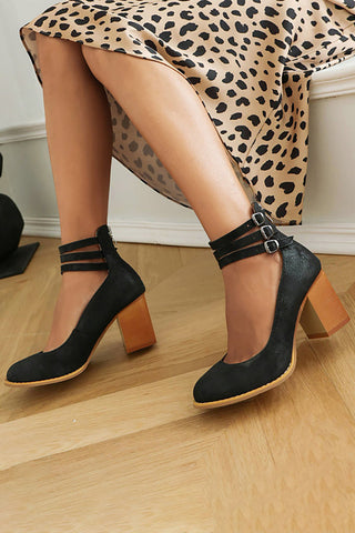 Casilda | Sleek Sandals with Ankle Strap and Chunky Heel