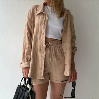 Adélie™ | 2-delig katoenen shirt en shortset