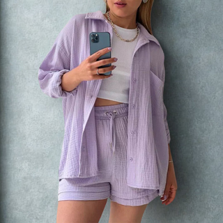 Adélie™ | 2-delig katoenen shirt en shortset