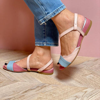Roselina | Asymmetrische Roze Color Block Sandalen