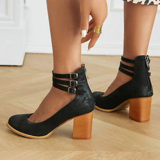 Casilda | Sleek Sandals with Ankle Strap and Chunky Heel