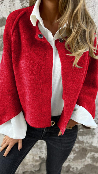 EVELYN | dames wollen mantel met ronde hals en lange mouwen