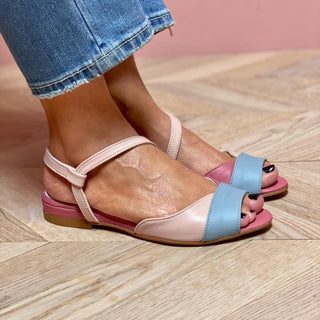 Roselina | Asymmetrische Roze Color Block Sandalen