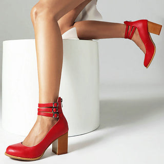 Casilda | Sleek Sandals with Ankle Strap and Chunky Heel