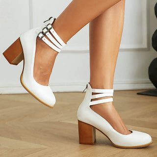 Casilda | Sleek Sandals with Ankle Strap and Chunky Heel